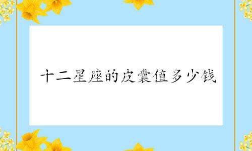 十二星座的皮囊值多少钱