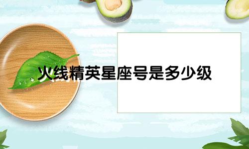 火线精英星座号是多少级