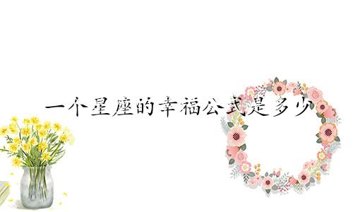 一个星座的幸福公式是多少