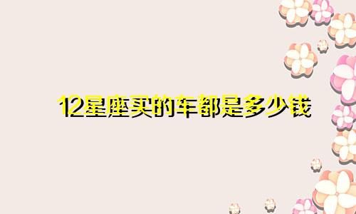 12星座买的车都是多少钱