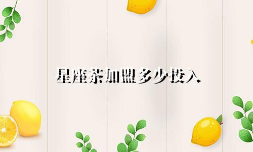 星座茶加盟多少投入