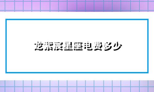 龙紫宸星座电费多少