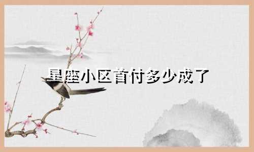 星座小区首付多少成了